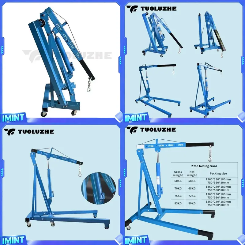 Car Lift - Grue hydraulique pliable bleue de 2